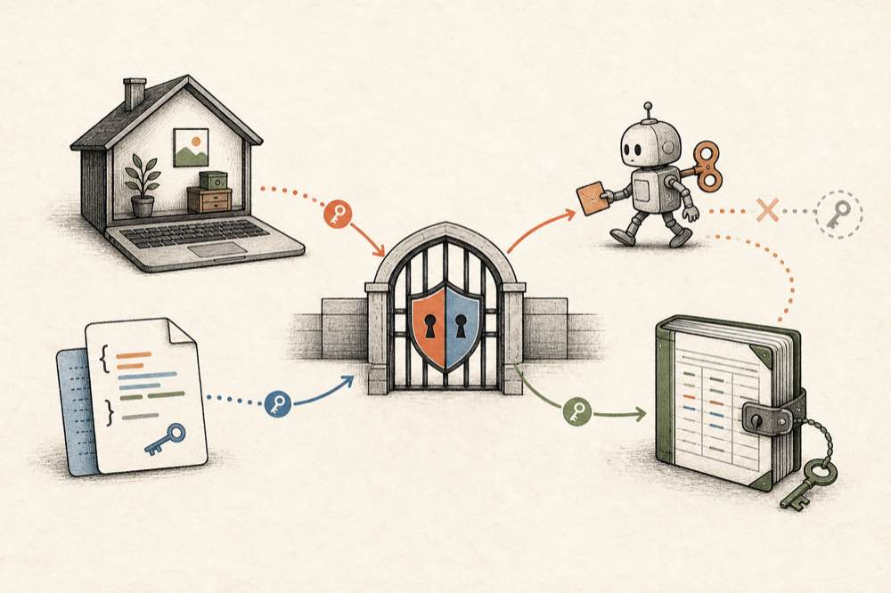 Four requirements surround a local Mac: local custody, file credentials, unattended access, and an access audit